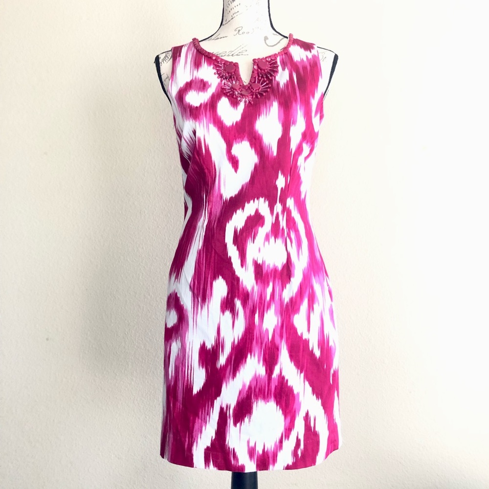 Ellen Tracy sleevless beaded sheath mulberry dress